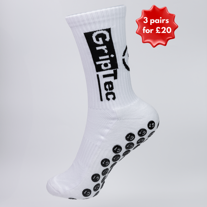 GripTec Premium Adult Grip Socks - White